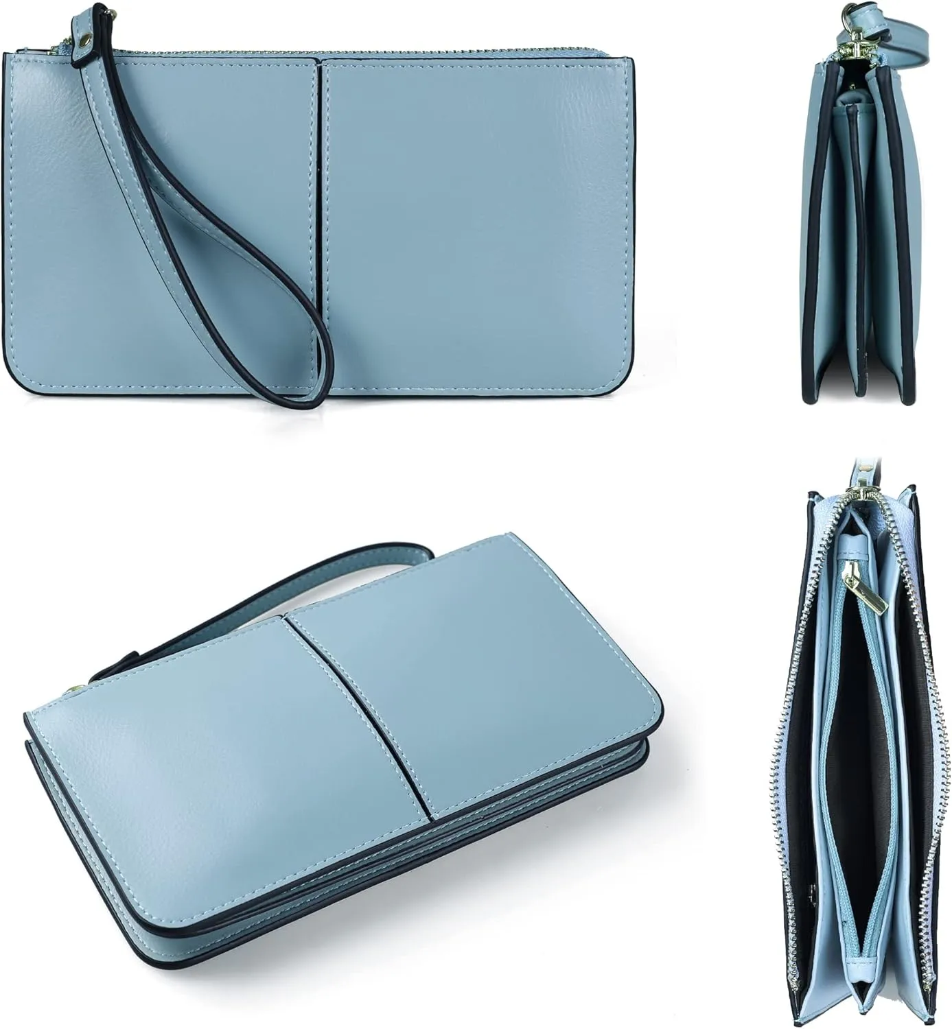 befen Genuine Leather Wristlet Clutch for Women Ultra-Slim Ladies Credit Card Holder Wallet Purses with RFID Protection
