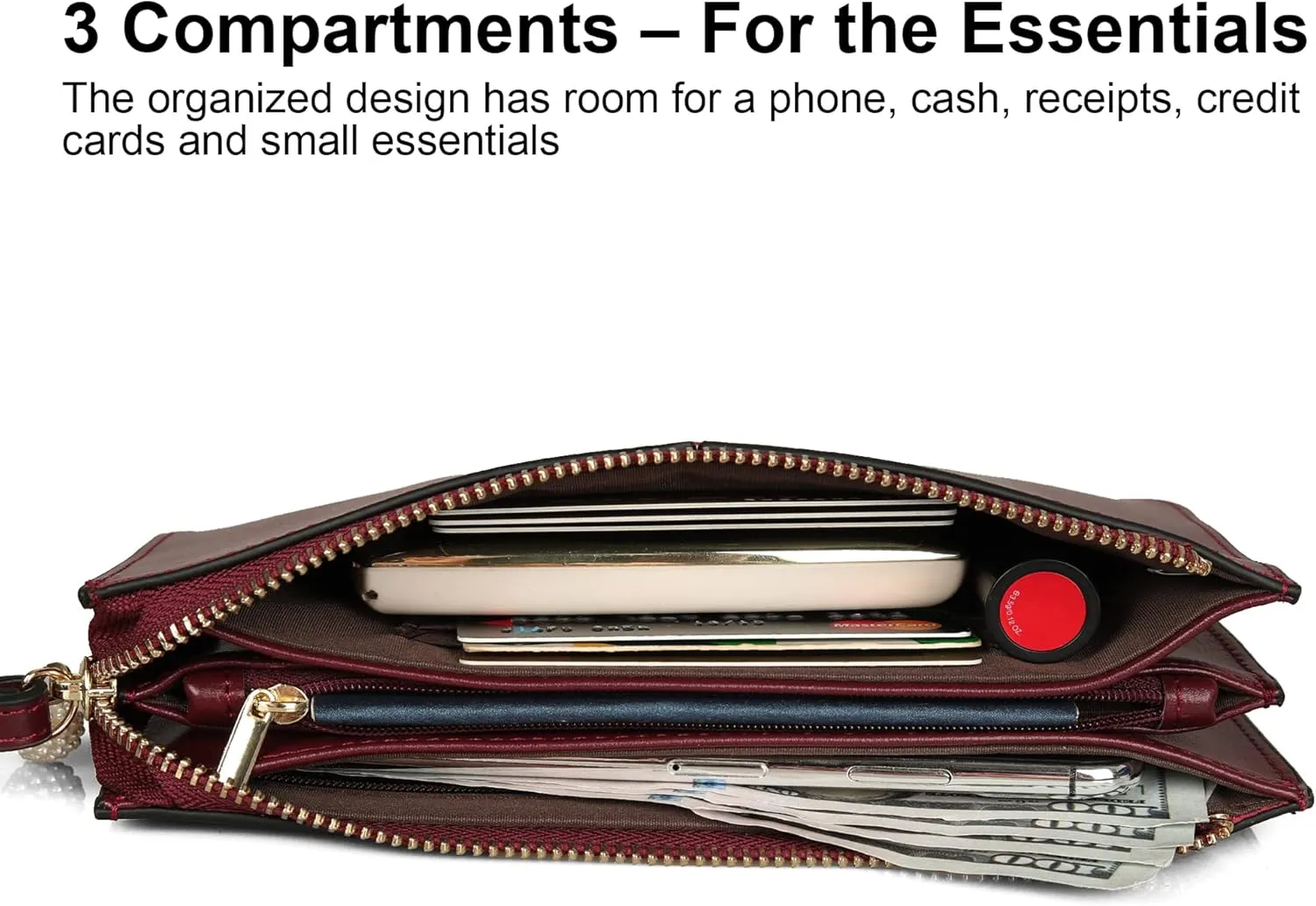 befen Genuine Leather Wristlet Clutch for Women Ultra-Slim Ladies Credit Card Holder Wallet Purses with RFID Protection