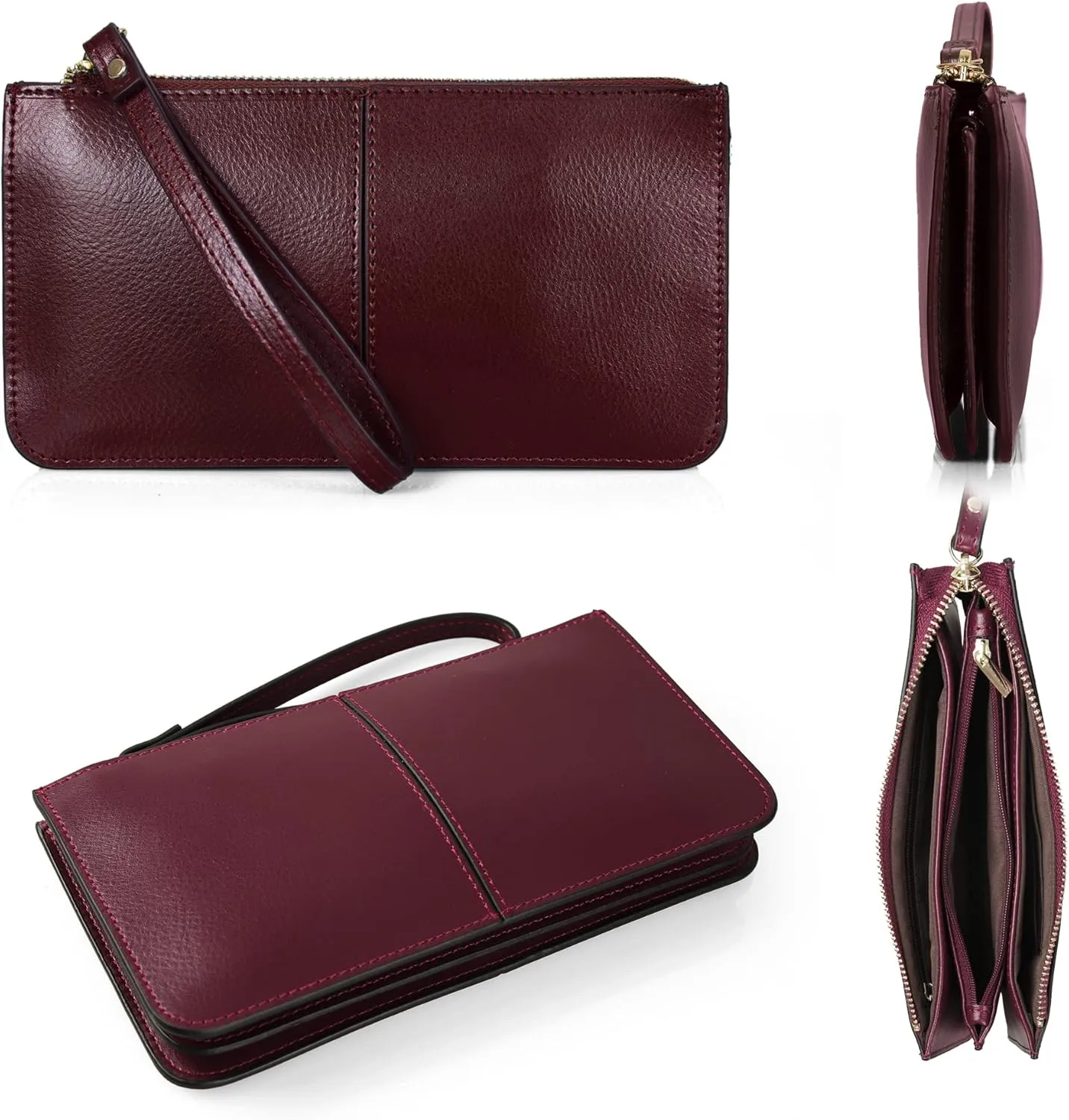 befen Genuine Leather Wristlet Clutch for Women Ultra-Slim Ladies Credit Card Holder Wallet Purses with RFID Protection