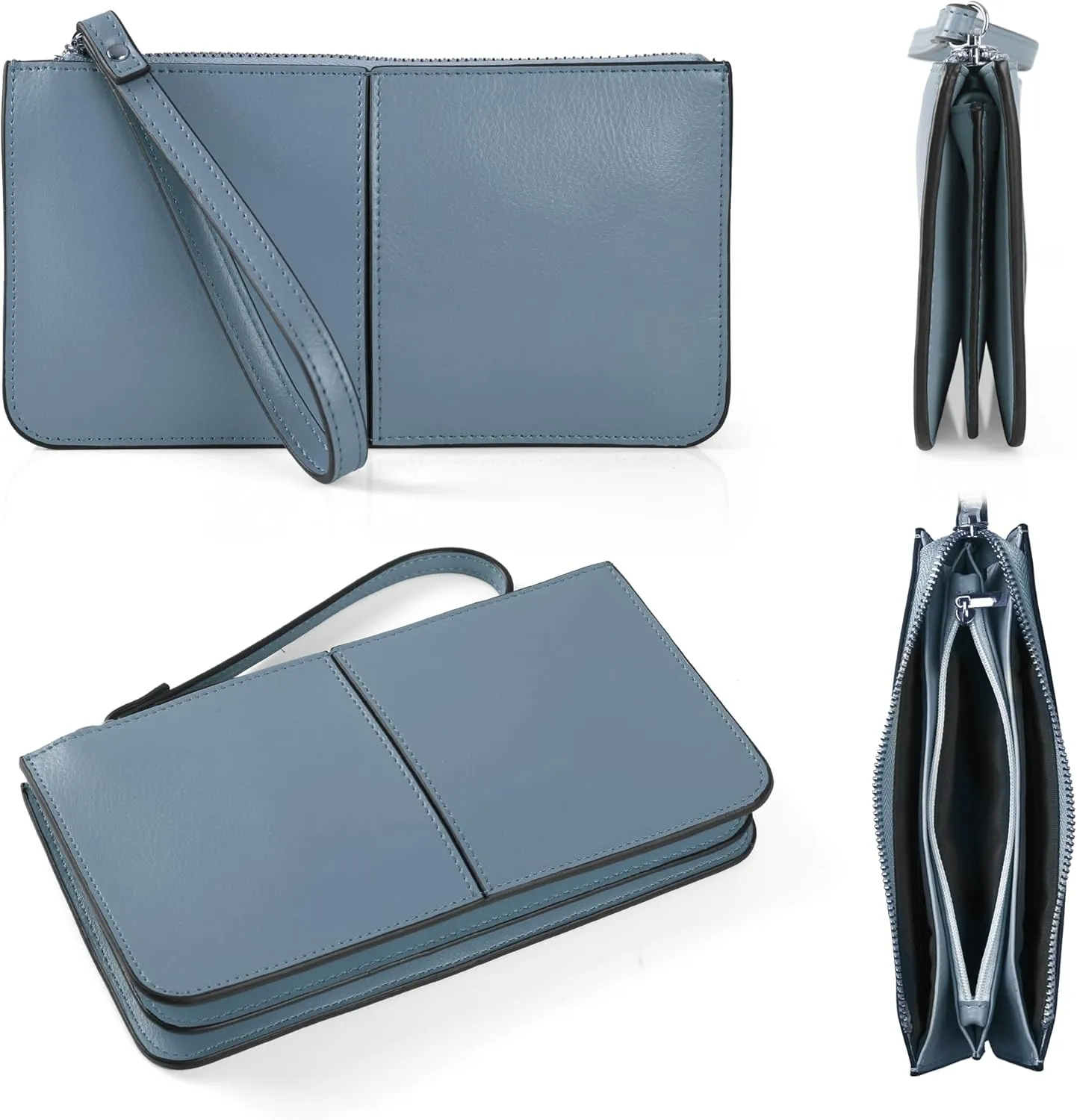 befen Genuine Leather Wristlet Clutch for Women Ultra-Slim Ladies Credit Card Holder Wallet Purses with RFID Protection