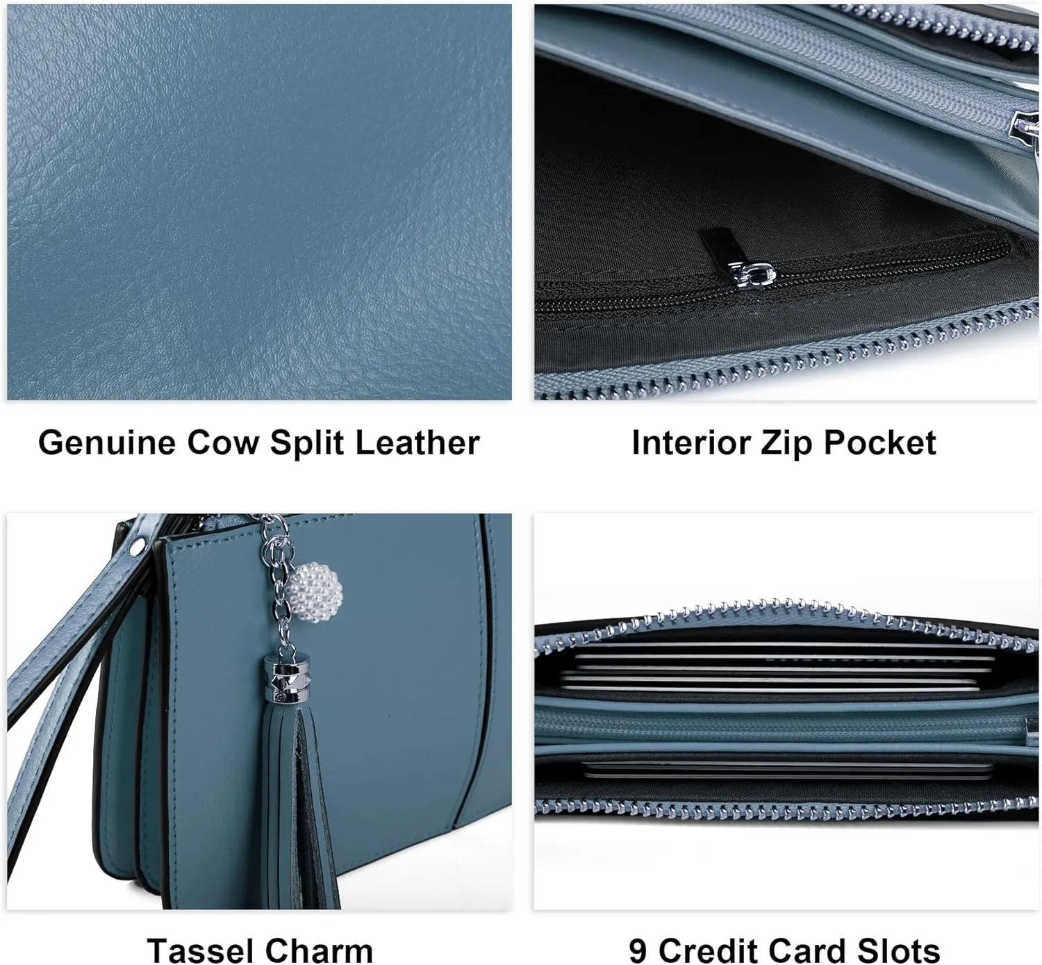 befen Genuine Leather Wristlet Clutch for Women Ultra-Slim Ladies Credit Card Holder Wallet Purses with RFID Protection