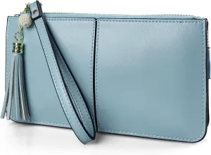 befen Genuine Leather Wristlet Clutch for Women Ultra-Slim Ladies Credit Card Holder Wallet Purses with RFID Protection