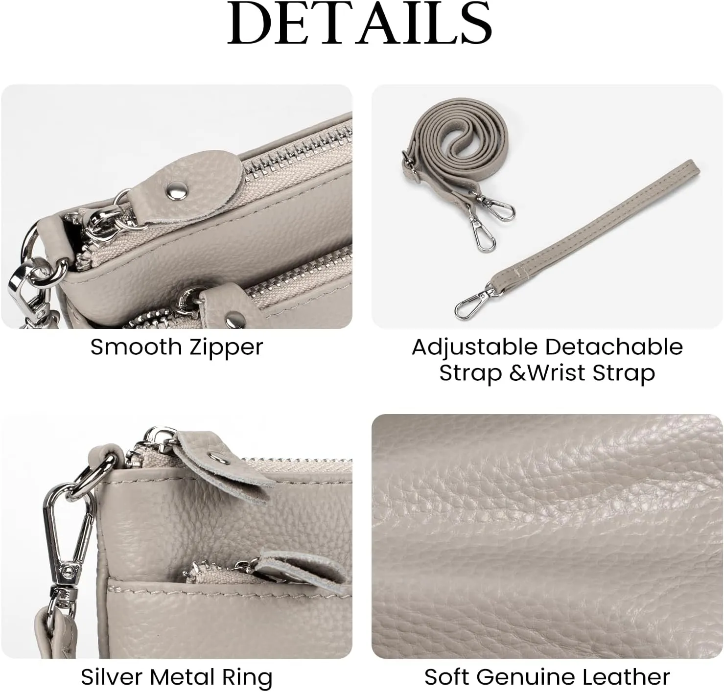 befen Genuine Leather Wristlet Clutch Wallet Purses with RFID Blocking, Small Crossbody Bags Shoulder Handbag for Women