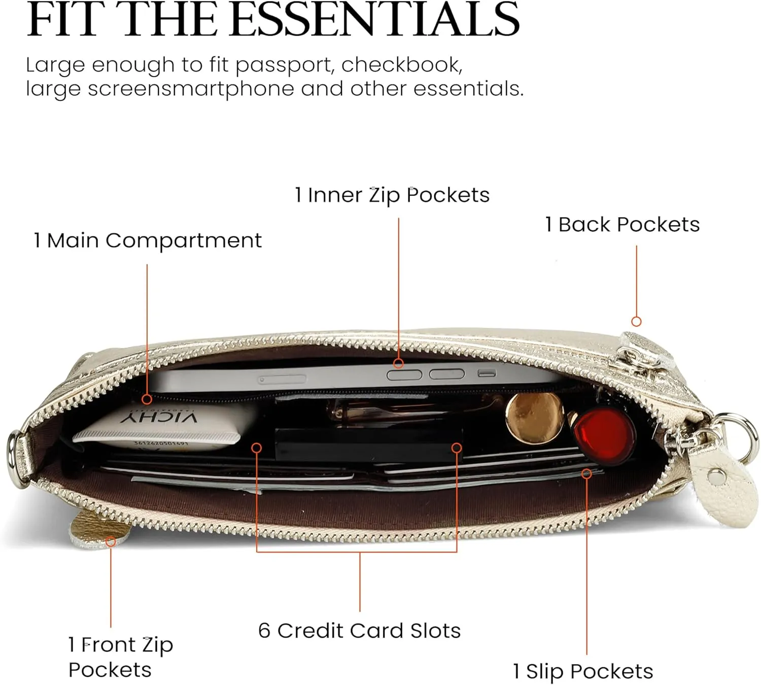 befen Genuine Leather Wristlet Clutch Wallet Purses with RFID Blocking, Small Crossbody Bags Shoulder Handbag for Women