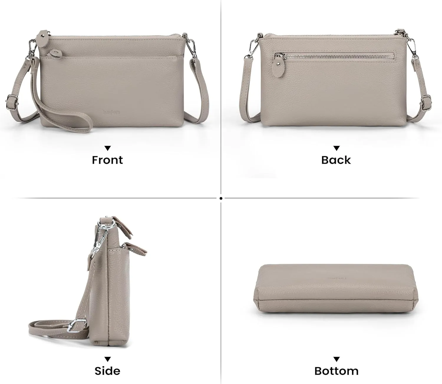 befen Genuine Leather Wristlet Clutch Wallet Purses with RFID Blocking, Small Crossbody Bags Shoulder Handbag for Women