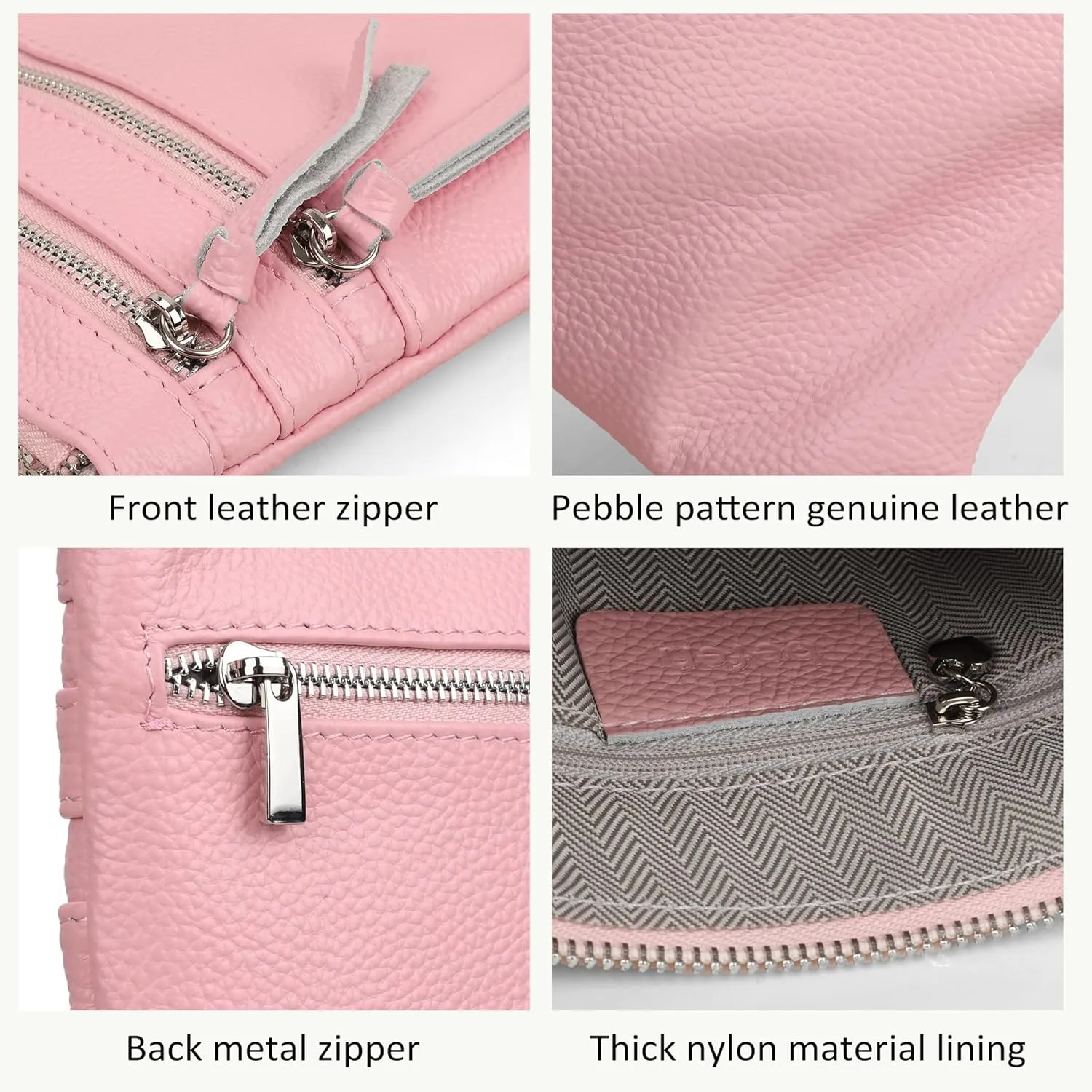 befen Small Genuine Leather Crossbody Purses for Women Trendy Travel Shoulder Handbags with Multiple Zipper Pockets