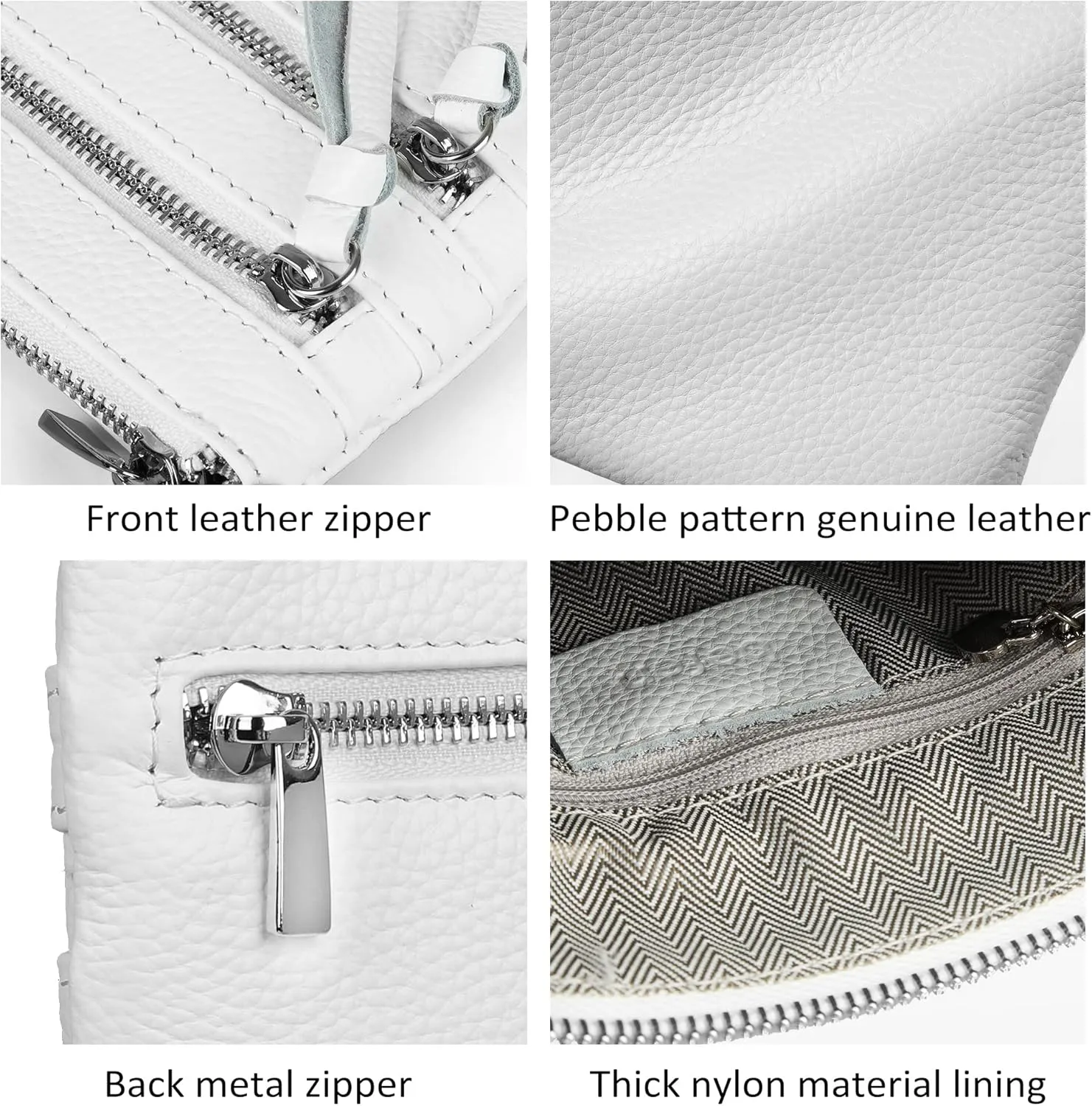 befen Small Genuine Leather Crossbody Purses for Women Trendy Travel Shoulder Handbags with Multiple Zipper Pockets