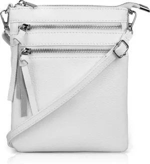 befen Small Genuine Leather Crossbody Purses for Women Trendy Travel Shoulder Handbags with Multiple Zipper Pockets