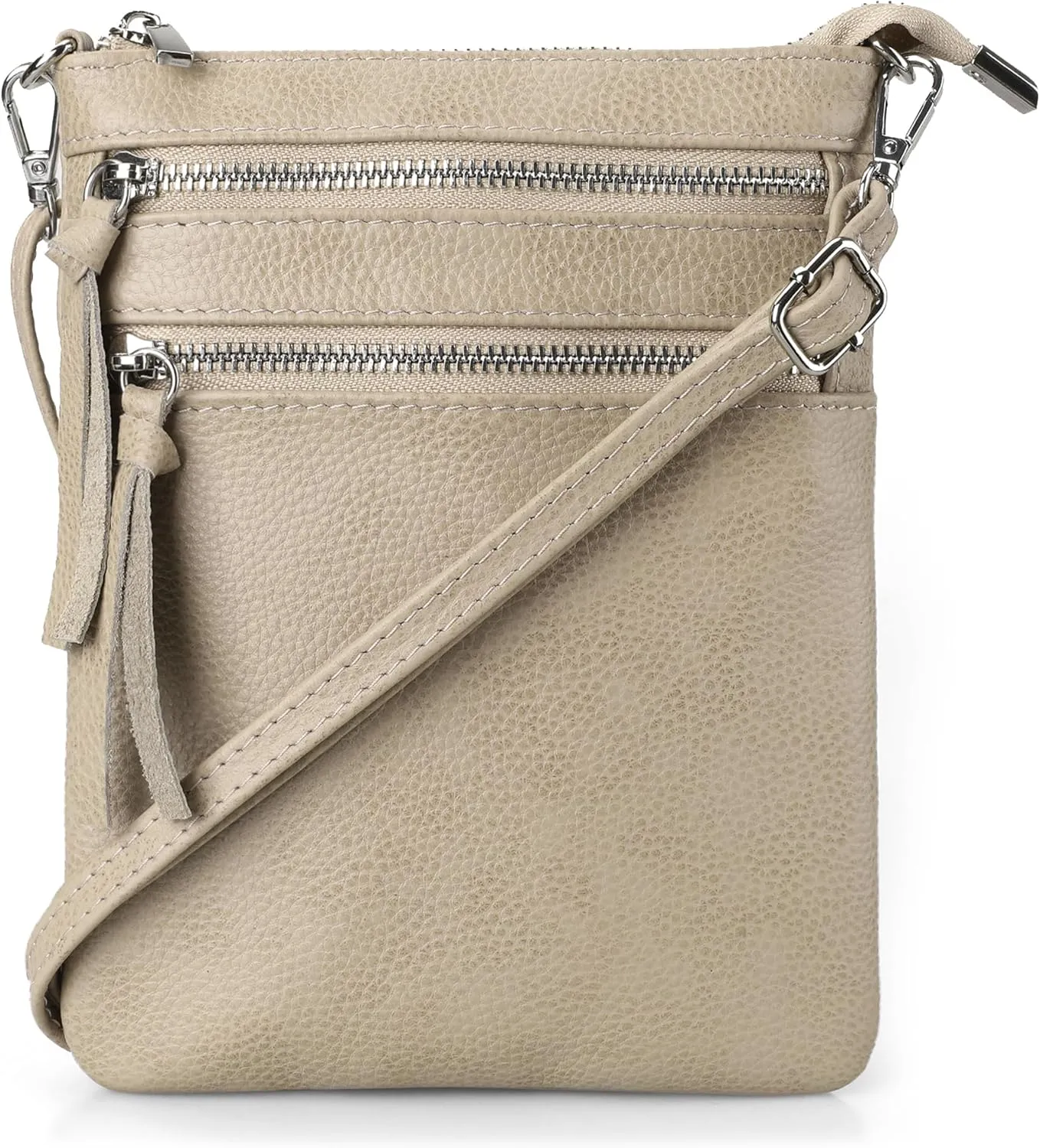befen Small Genuine Leather Crossbody Purses for Women Trendy Travel Shoulder Handbags with Multiple Zipper Pockets