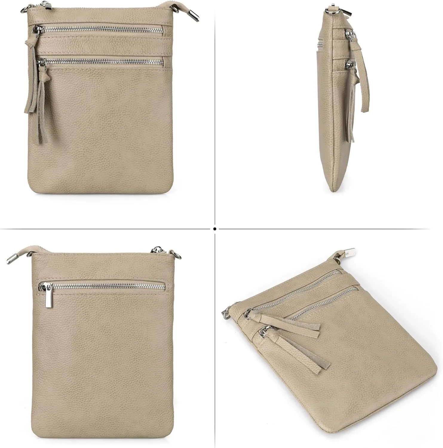 befen Small Genuine Leather Crossbody Purses for Women Trendy Travel Shoulder Handbags with Multiple Zipper Pockets