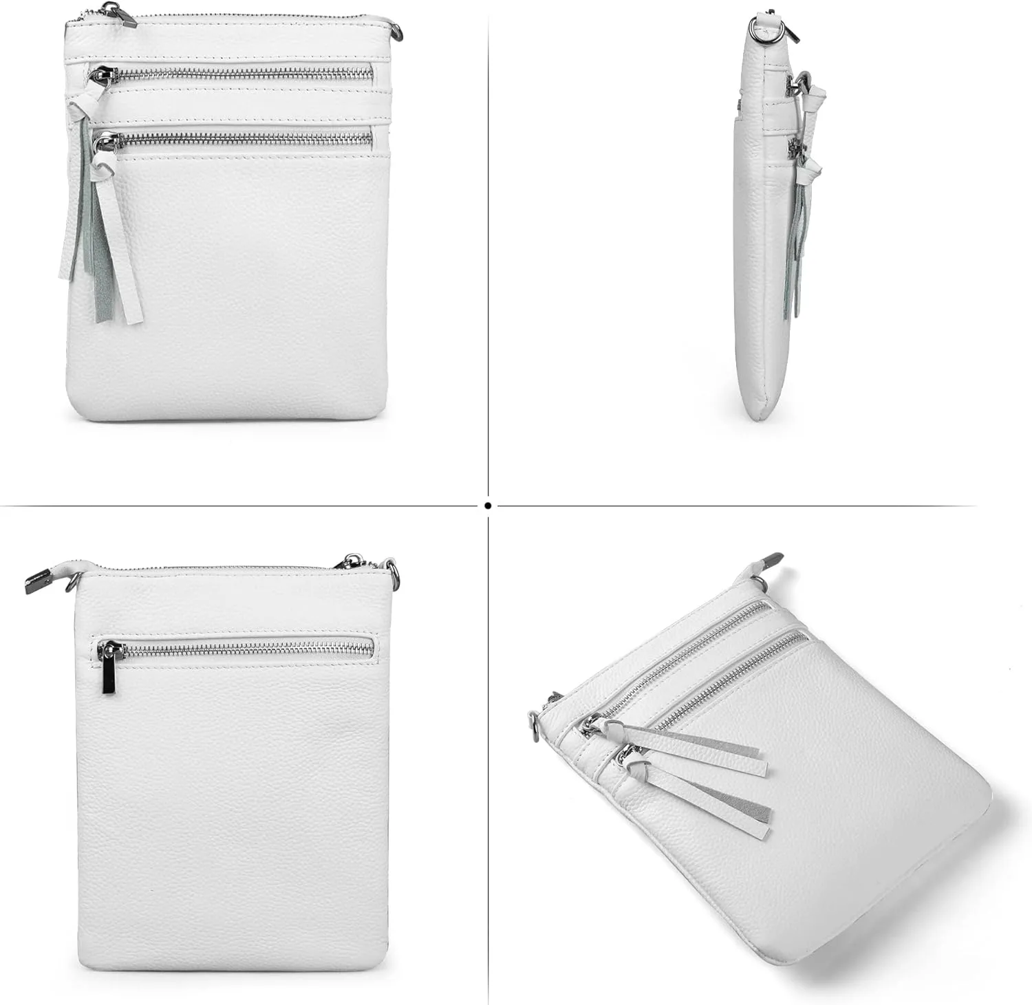 befen Small Genuine Leather Crossbody Purses for Women Trendy Travel Shoulder Handbags with Multiple Zipper Pockets