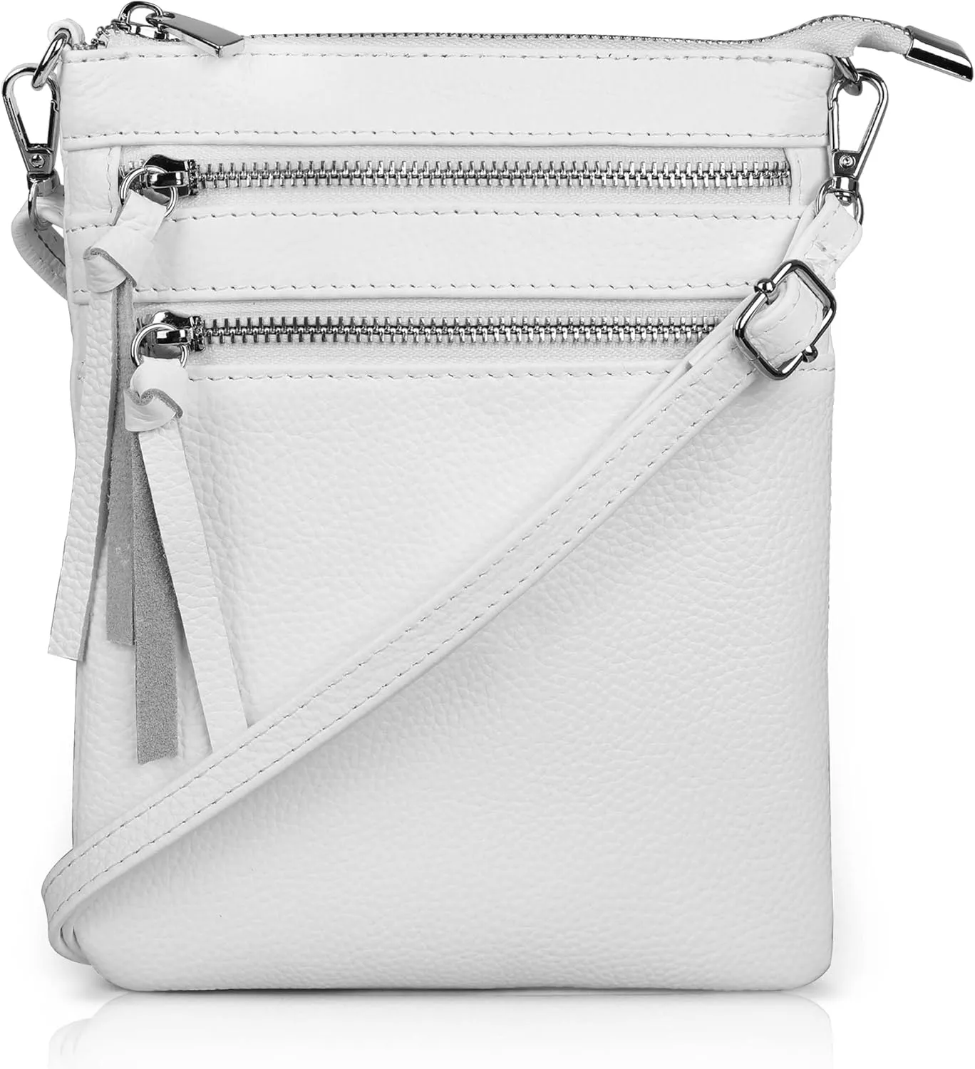 befen Small Genuine Leather Crossbody Purses for Women Trendy Travel Shoulder Handbags with Multiple Zipper Pockets