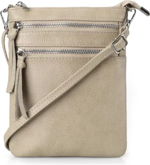 befen Small Genuine Leather Crossbody Purses for Women Trendy Travel Shoulder Handbags with Multiple Zipper Pockets