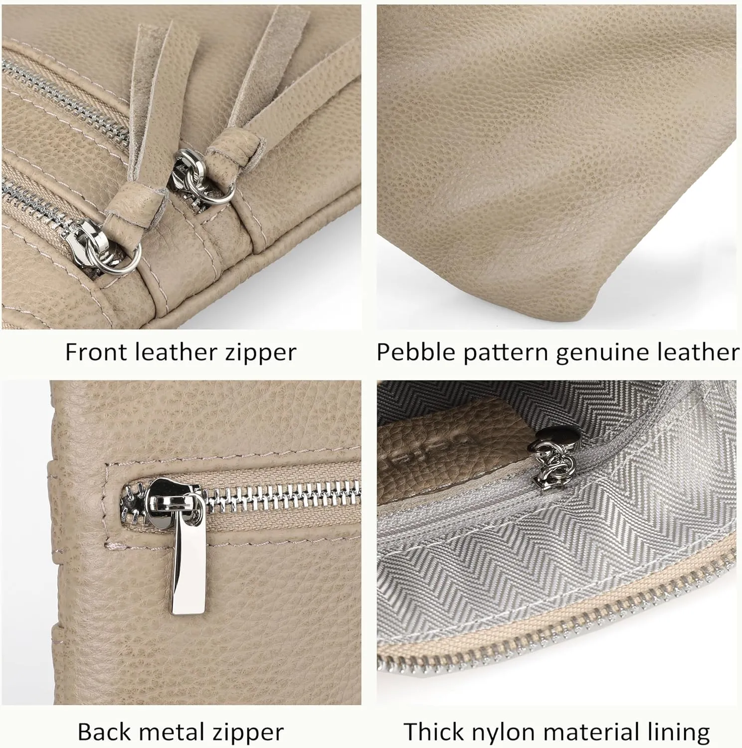 befen Small Genuine Leather Crossbody Purses for Women Trendy Travel Shoulder Handbags with Multiple Zipper Pockets