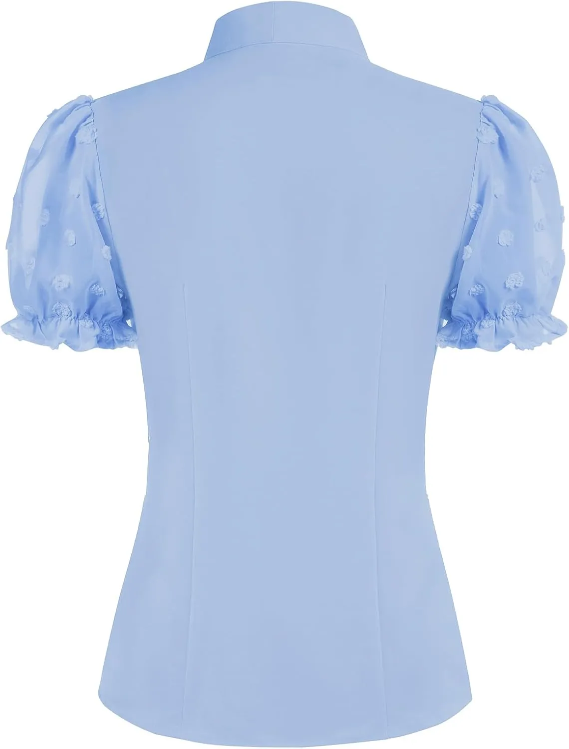 Belle Poque Summer Short Sleeve Office Button Down Blouse Vintage Business Casual Shirts Tops with Bow Tie