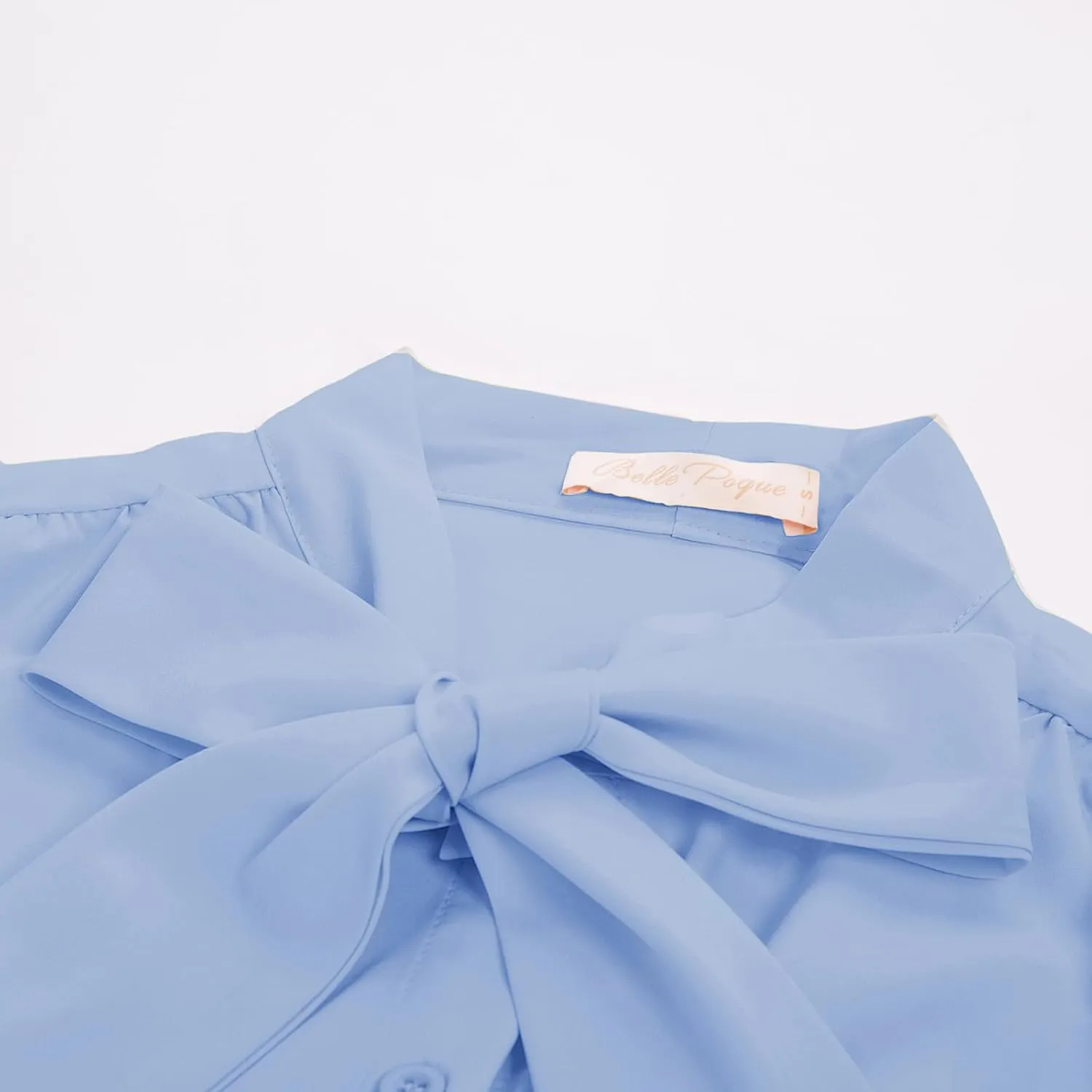 Belle Poque Summer Short Sleeve Office Button Down Blouse Vintage Business Casual Shirts Tops with Bow Tie
