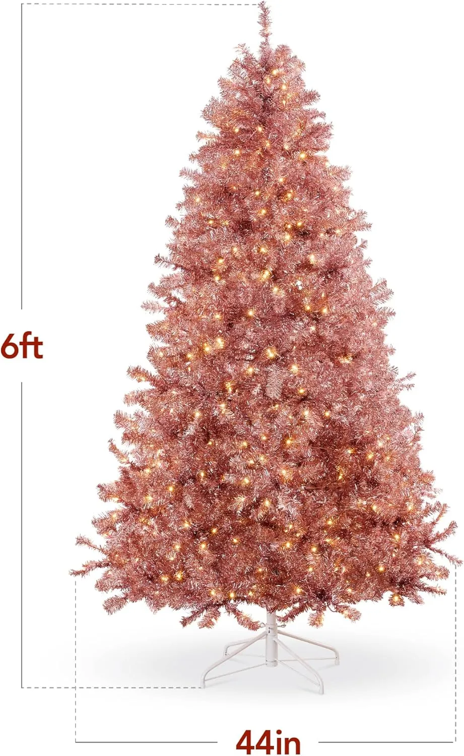 Best Choice Products 6ft Prelit Tinsel Christmas Tree, Artificial Seasonal Holiday Decoration w/ 1,000 Branch Tips, Stand - Pink