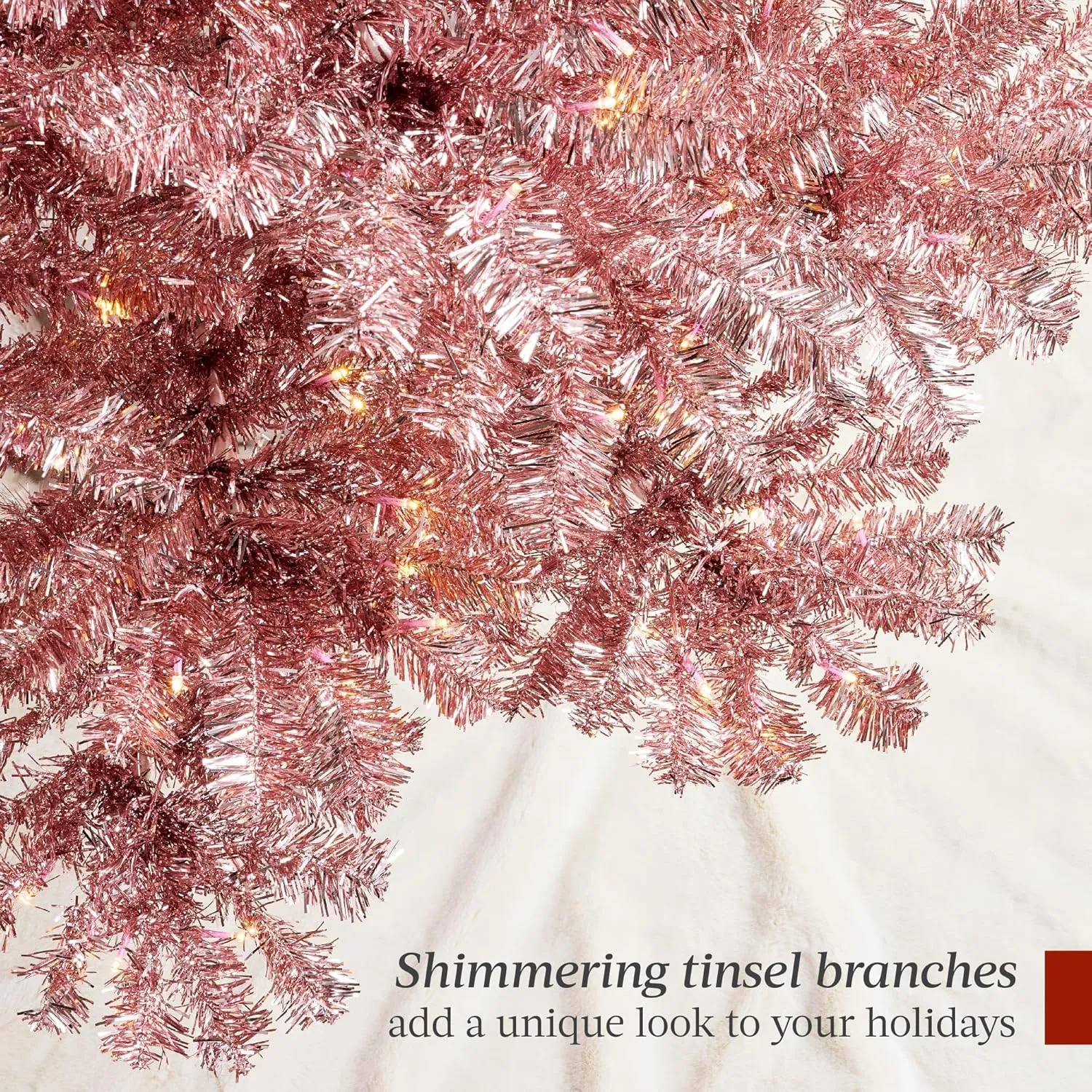 Best Choice Products 6ft Prelit Tinsel Christmas Tree, Artificial Seasonal Holiday Decoration w/ 1,000 Branch Tips, Stand - Pink
