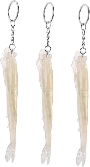 BESTYASH 3Pcs Realistic Shrimp Keychain Lifelike Imitation Food Charm for Bags Backpacks Handbags Detailed Shrimp Model Keyring for Unique Decoration Educational Props