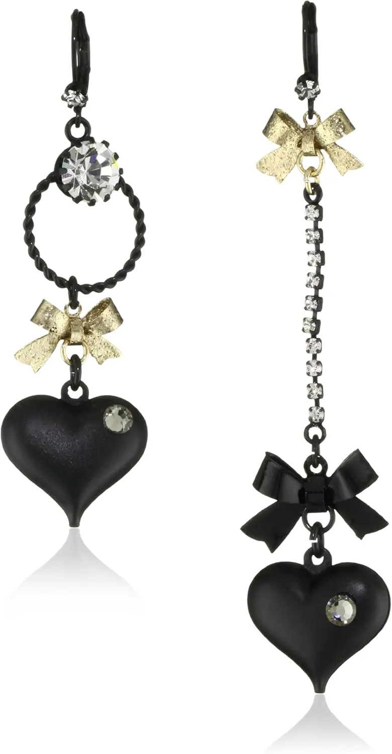 Betsey Johnson Women's Heart/Bow Drop Earrings