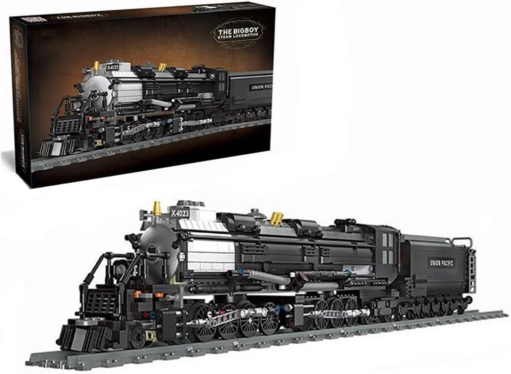 BIGBOY Steam Train Building Kit and Engineering Toy, BIGBOY Locomotive with Track Display Set, Collectible Steam Locomotive Display Kit, Gift for Train Lovers(1608Pieces)
