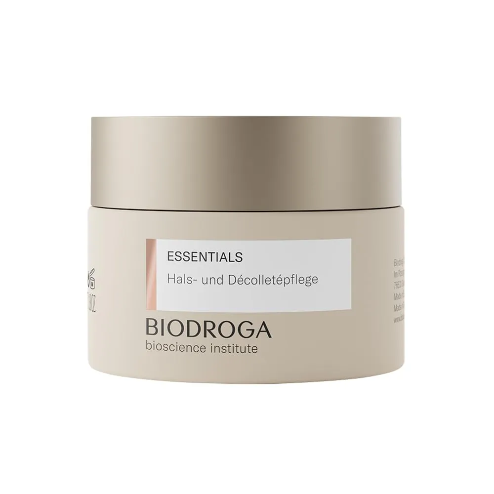 Biodroga Bioscience Institute Essentials Throat and Décolleté Care 50 ml - Skin Firming Care Cream with Black Forest Complex, Peptides and Glow Effect - Paraben-Free, Silicone-Free, Microplastic-Free