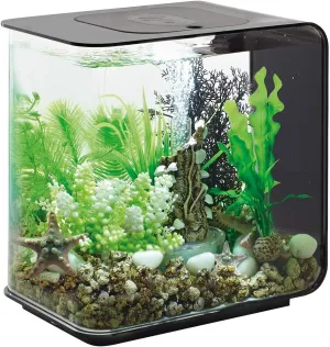 biOrb Flow 15 Acrylic 4-Gallon Aquarium with White LED Lights Modern Compact Tank for Tabletop or Desktop Display, Black