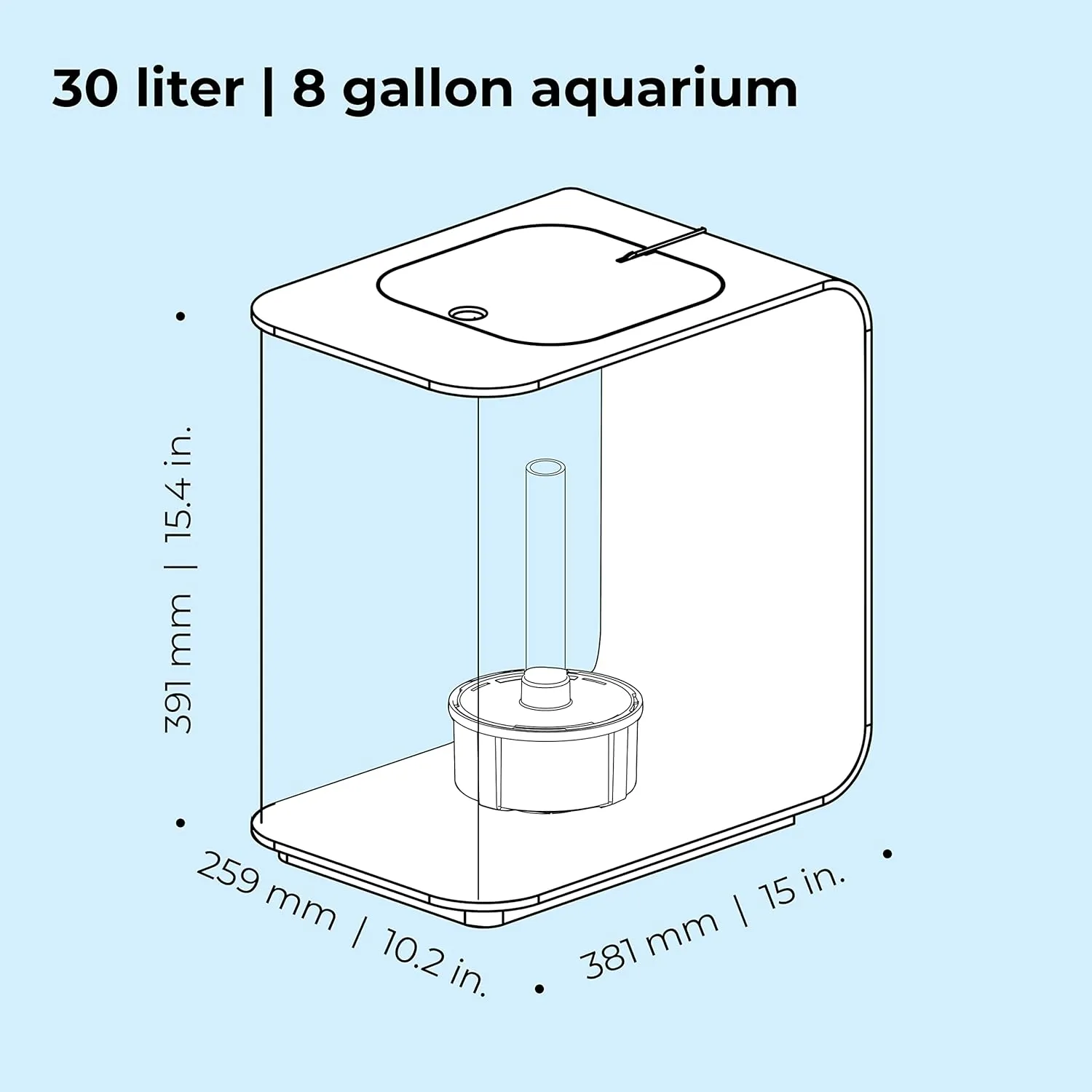 biOrb Flow 30 Acrylic 8-Gallon Aquarium with White LED Lights Modern Tank for Tabletop Display, White