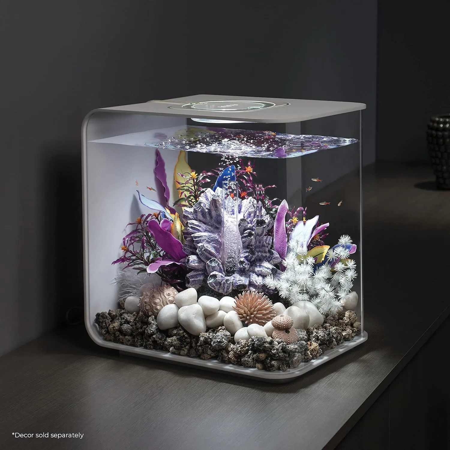 biOrb Flow 30 Acrylic 8-Gallon Aquarium with White LED Lights Modern Tank for Tabletop Display, White