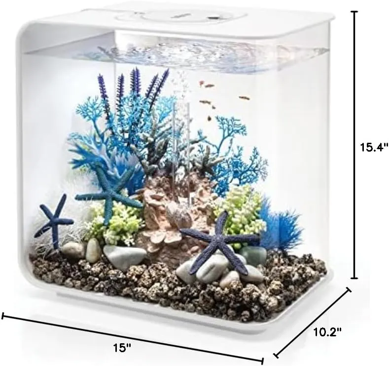 biOrb Flow 30 Acrylic 8-Gallon Aquarium with White LED Lights Modern Tank for Tabletop Display, White
