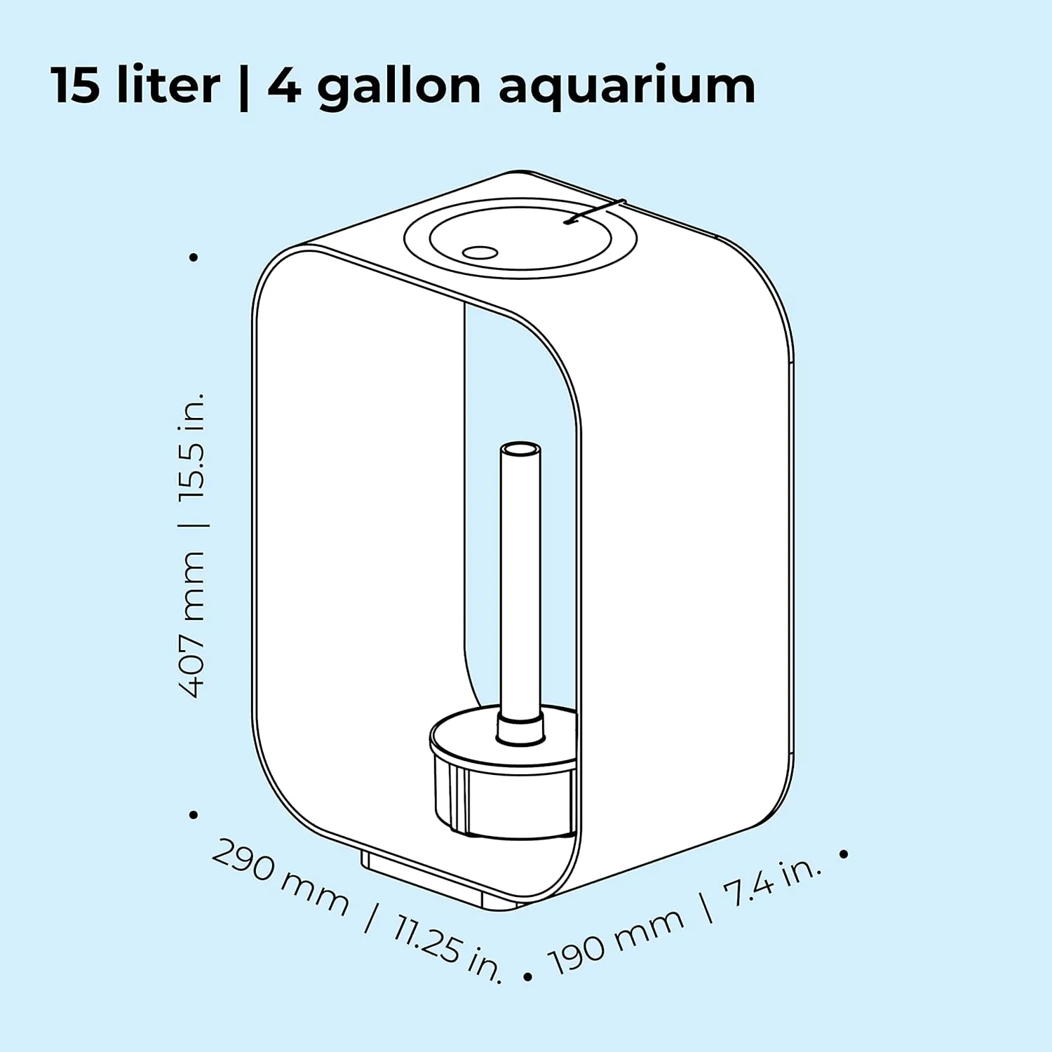 biOrb Life 15 Acrylic 4-Gallon Aquarium with White LED Lights Modern Compact Tank for Tabletop or Desktop Display, White