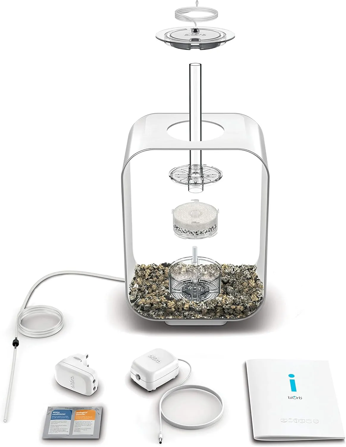 biOrb Life 15 Acrylic 4-Gallon Aquarium with White LED Lights Modern Compact Tank for Tabletop or Desktop Display, White