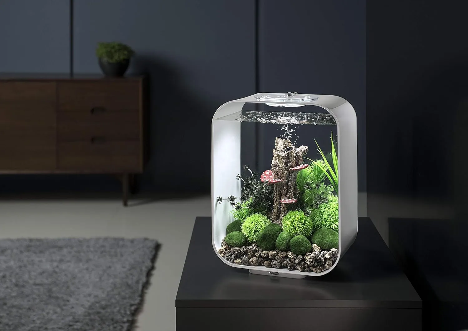 biOrb Life 15 Acrylic 4-Gallon Aquarium with White LED Lights Modern Compact Tank for Tabletop or Desktop Display, White
