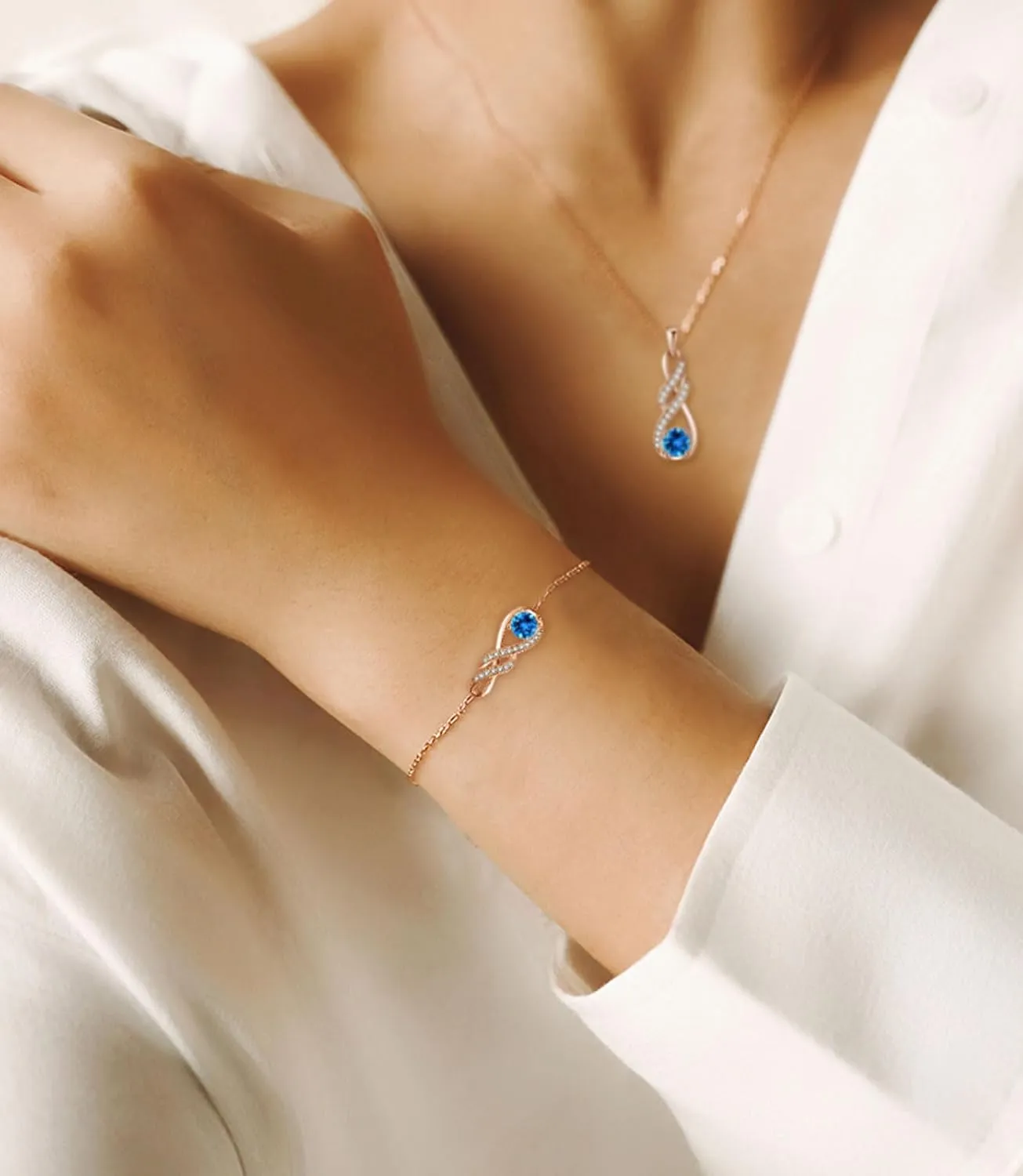 Birthstone Bracelets for Women Girls 925 Sterling Silver White Gold Infinity Pendant Anniversary Birthday Gifts Jewelry for Her, 6.7" 1.2"