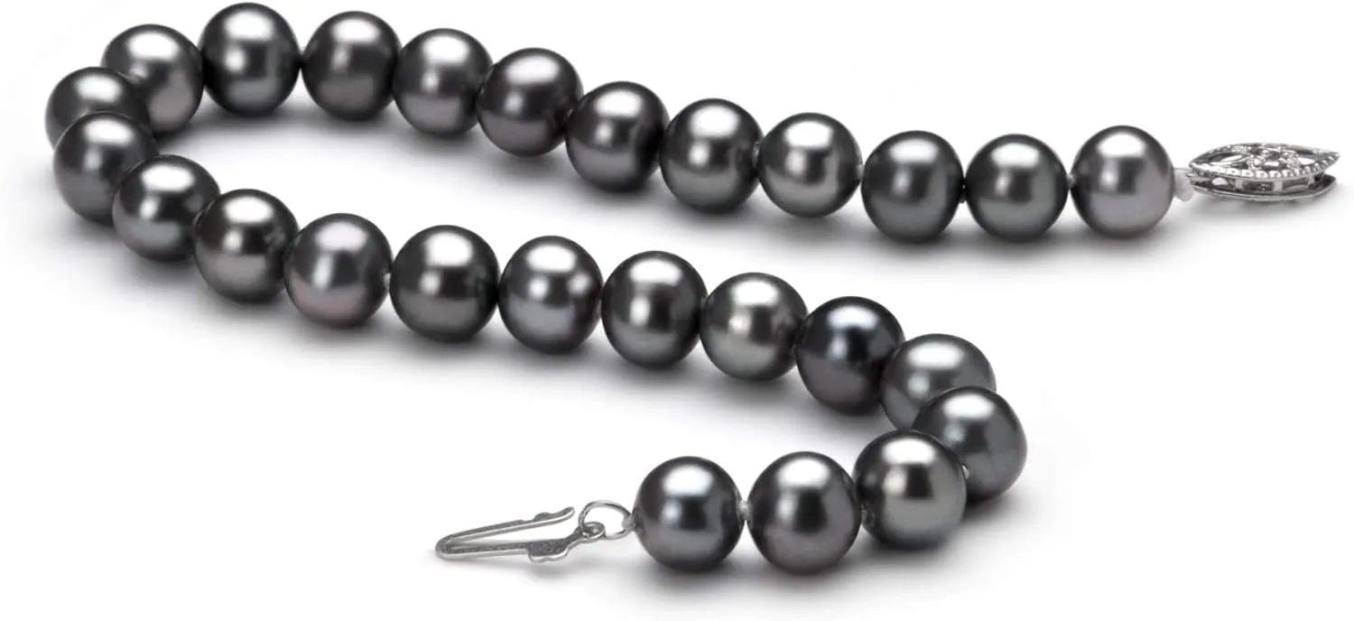 Black 6-7mm AA Quality Freshwater 925 Sterling Silver Cultured Pearl Bracelet For Women