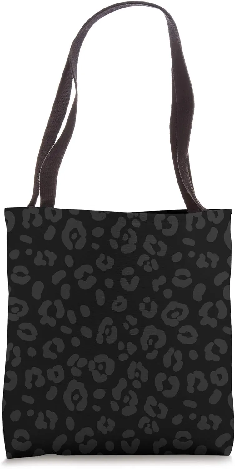 Black - Chic Elegant Leopard Animal Print Pattern Tote Bag