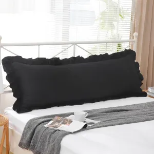 Black Ruffle Body Pillow Cover 20x54 inches, 100% Cotton French Country Rustic Vintage Shabby and Chic Decorative Bed Pillow Shams (Black,20x54 inches)