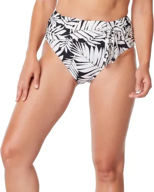 Bleu Rod Beattie High Waist Tie Draped Bikini Bottom, in Urban Oasis Print, Size 4 Black