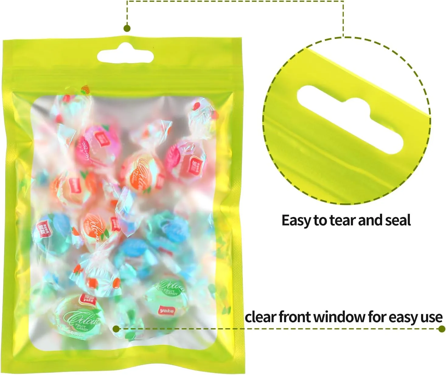 Boao 100 Pieces Resealable Foil Food Storage Bags with Clear Window Coffee Beans Candy Packaging Pouch for Food Small Business Supplies for Jewelry Self Sealed Storage Bags(4.7 x 7.9 Inch,Green)
