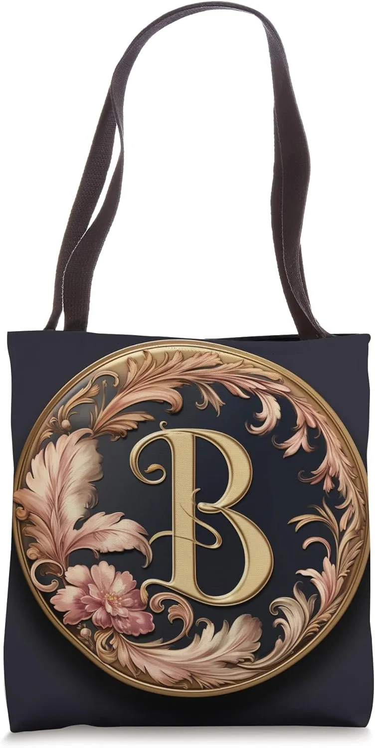 Boho Chic Floral Wreath Latter B Cute Pastel Tote Bag