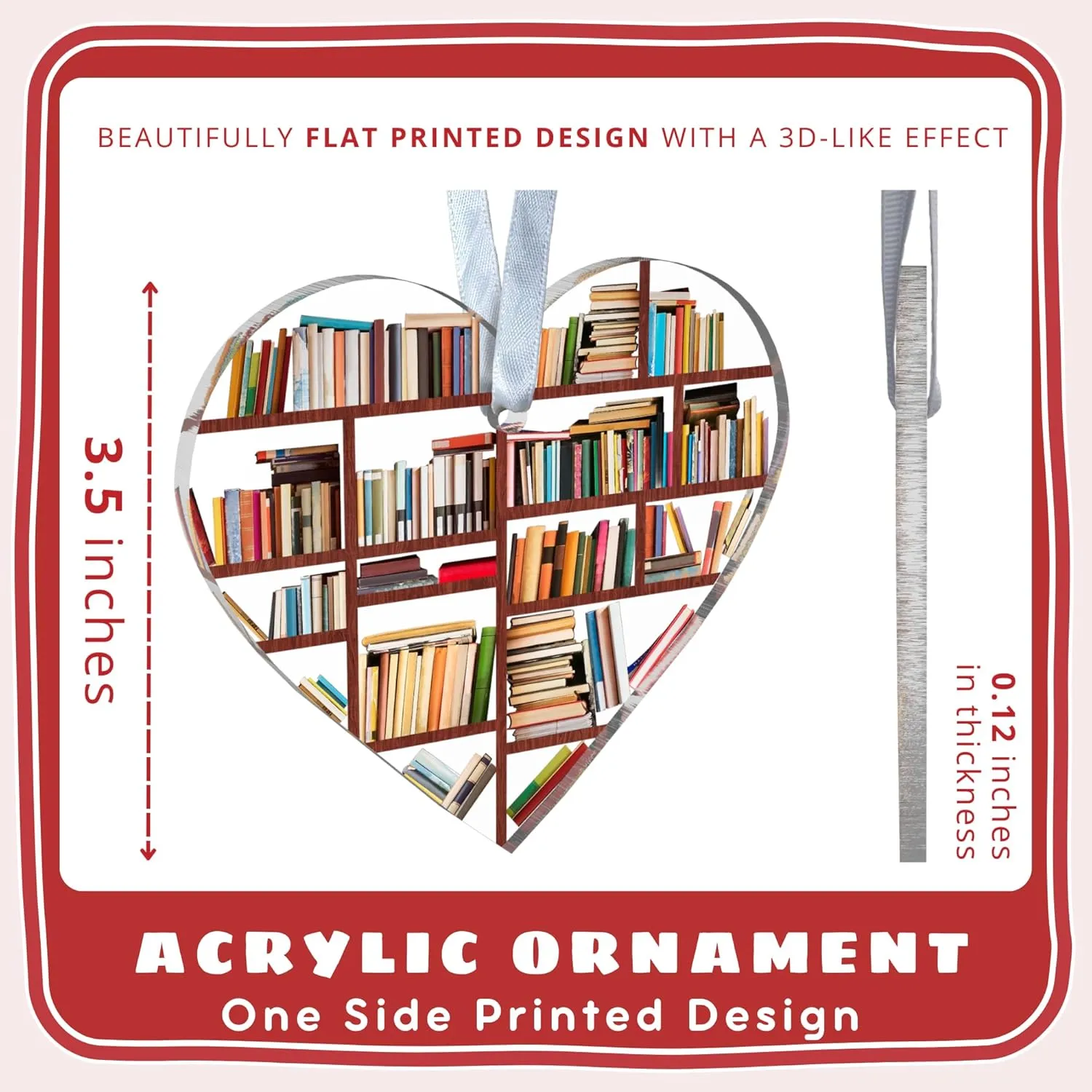 Book Lovers Gifts - Book Ornaments for Christmas Tree - Acrylic Christmas Ornaments