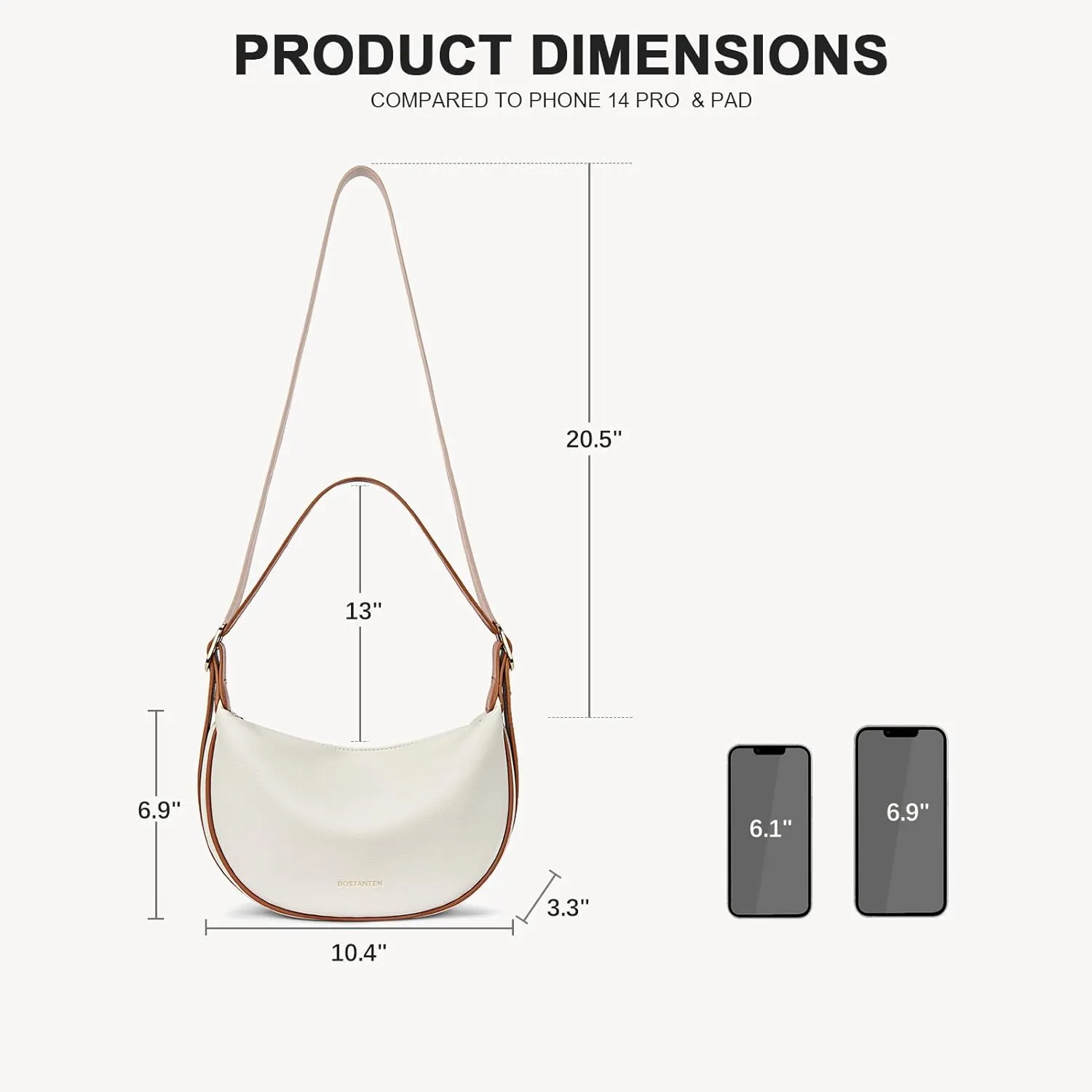 BOSTANTEN Purses for Women Small Crossbody Bags Crescent Shoulder Bag Hobo Handbag with Adjustable Strap