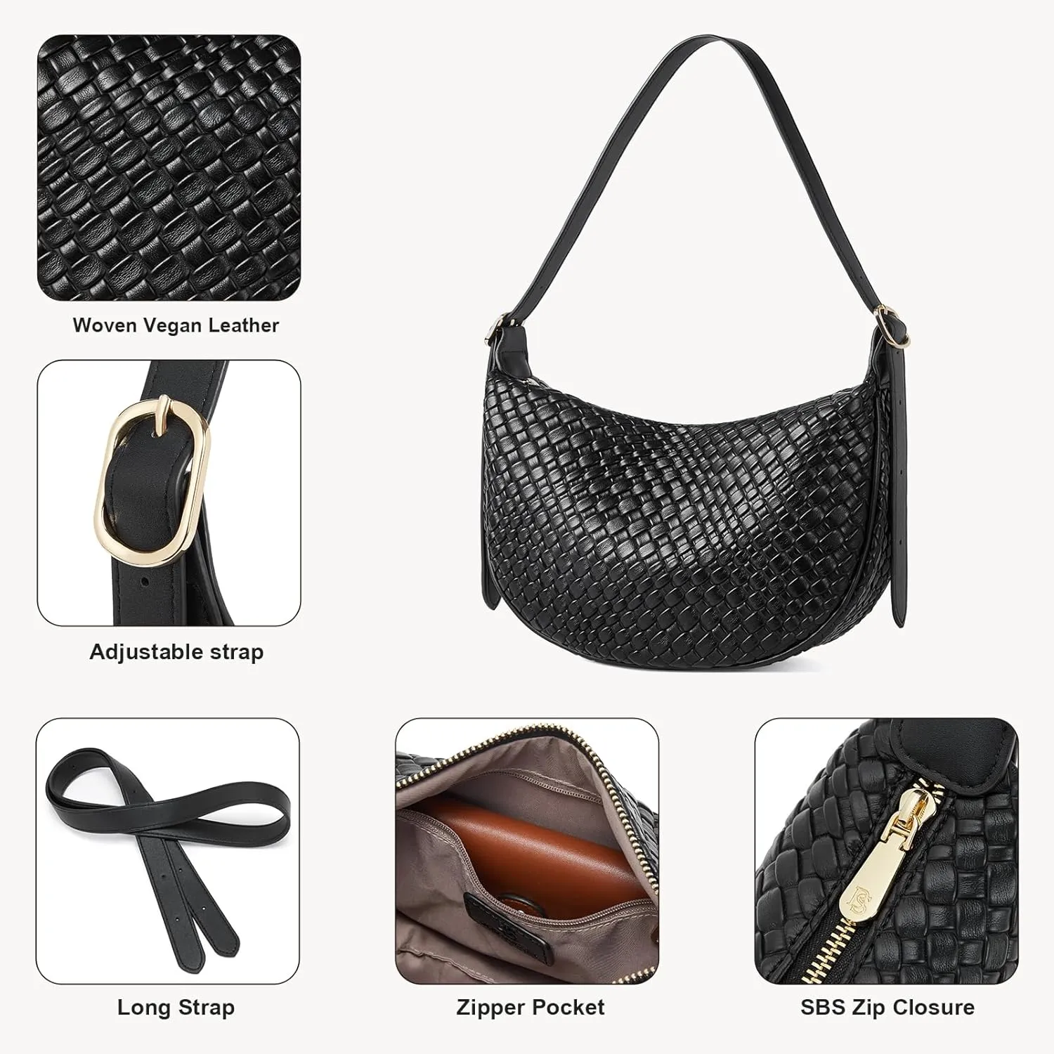 BOSTANTEN Purses for Women Small Crossbody Bags Crescent Shoulder Bag Hobo Handbag with Adjustable Strap