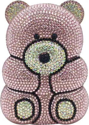Boutique De FGG Bear Evening Bags and clutches for Women Formal Crystal Clutch Purse Party Animal Rhinestone Handbags,Mini