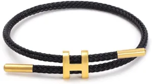 Bracelets Fashion for Women Adjustable Bracelet, Gold-plated Buckle Design Titanium Steel Wire Rope Jewelry
