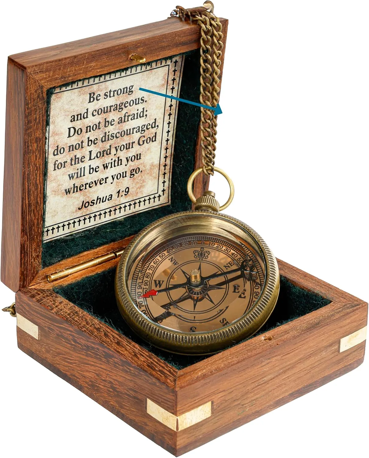 Brass Compass – Engraved Christian Scripture Prayer Gift for Men, Women, Teenage Boys & Girls – Ideal for Baptism, Easter, Graduation, Trekking, and Adventure