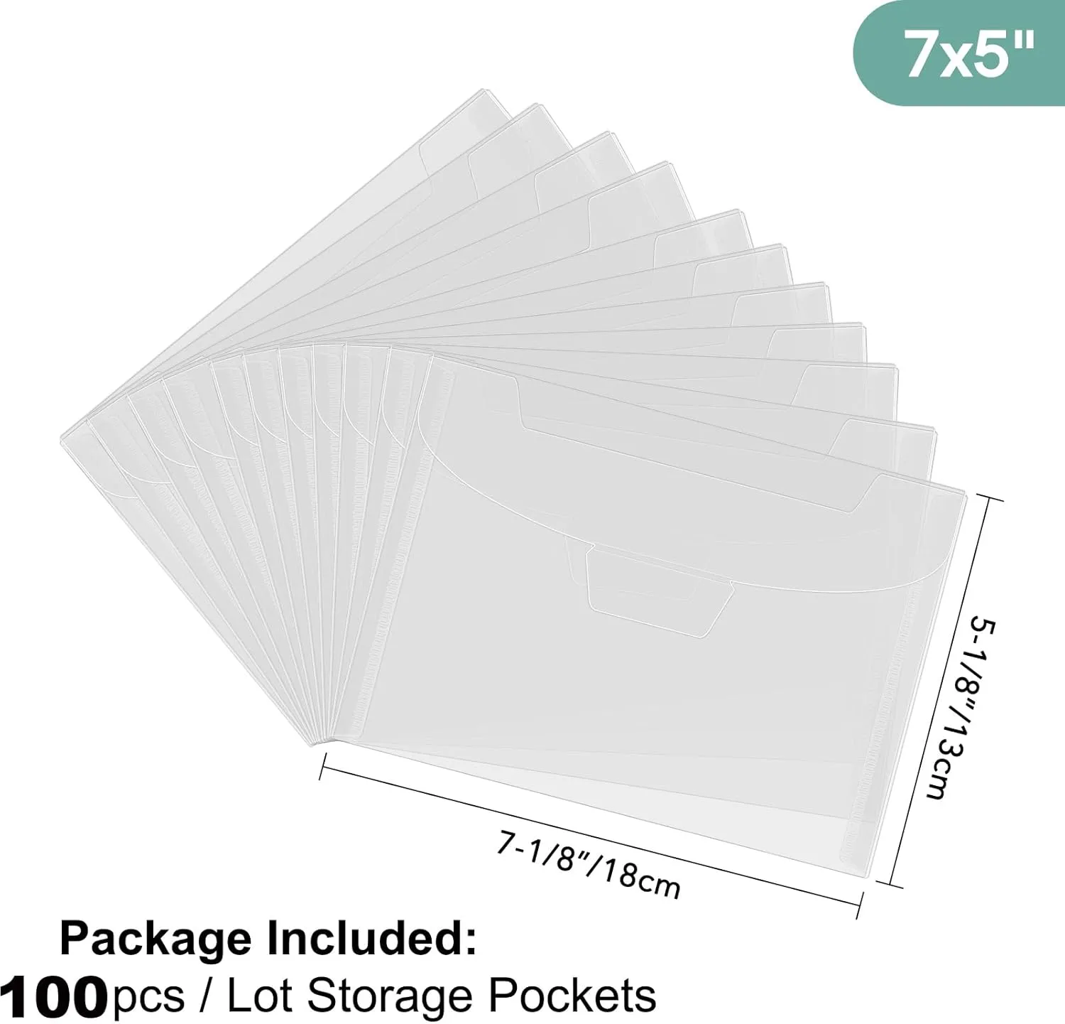 Briartw 100 Pcs Clear Die & Stamp Storage Bag 5x7inch Resealable Transparent Plastic Envelopes Pockets for Cutting Dies Stencil Embossing Crafts for DIY Scrapbooking Paper Card Craft Organizer Holder