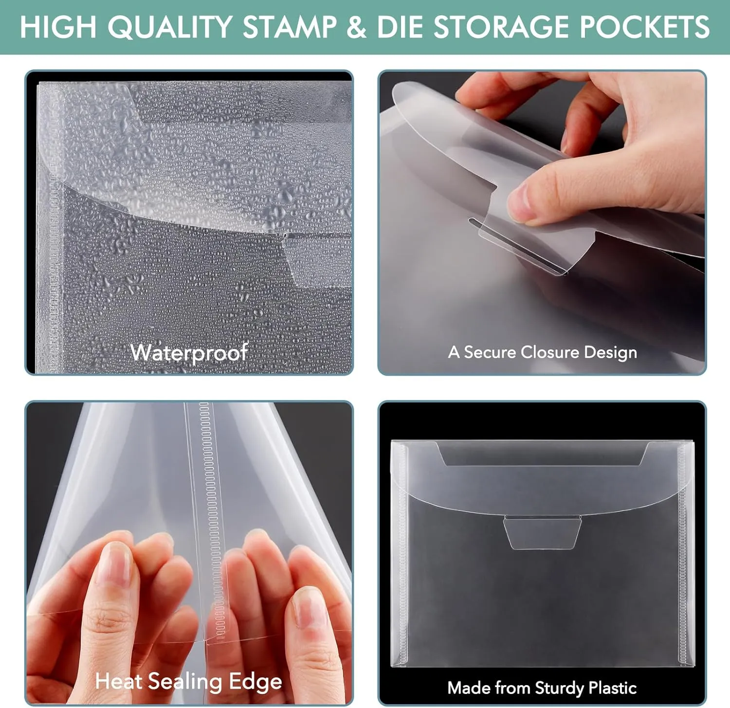 Briartw 100 Pcs Clear Die & Stamp Storage Bag 5x7inch Resealable Transparent Plastic Envelopes Pockets for Cutting Dies Stencil Embossing Crafts for DIY Scrapbooking Paper Card Craft Organizer Holder