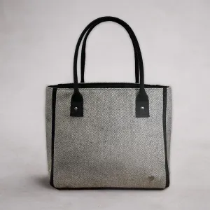 Bridget Tweed Tote Bag Grey Herringbone