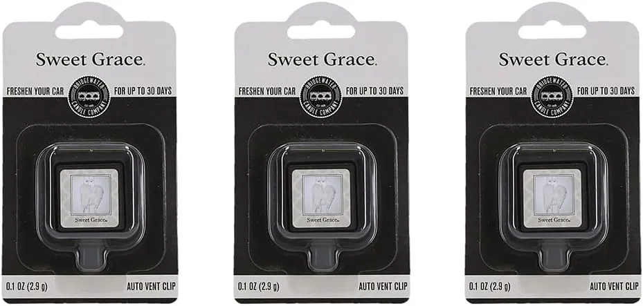 Bridgewater Candle Auto Vent Clip 3 Pack Long Lasting Car Air Freshener-Sweet Grace